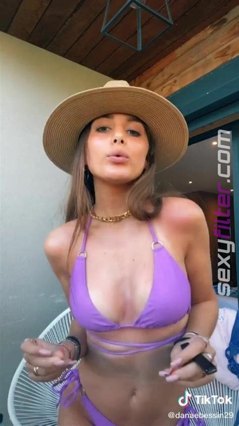 Hottie Danae Makeup Shows Cleavage In Violet Bikini Sexyfilter Com