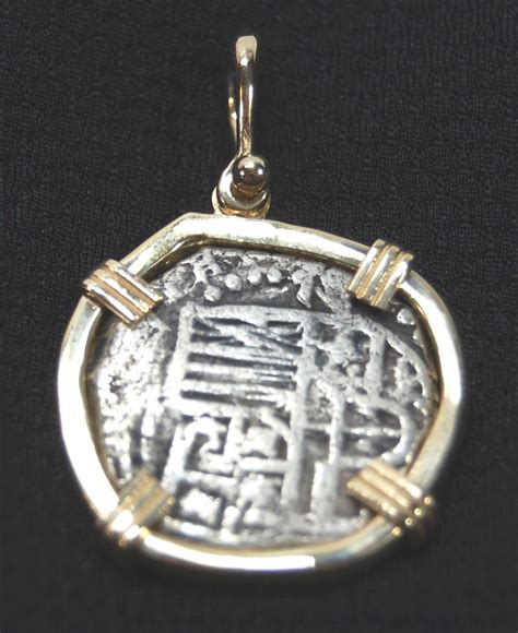 Spanish Treasure Coin Pendant Mounted In 14k Gold