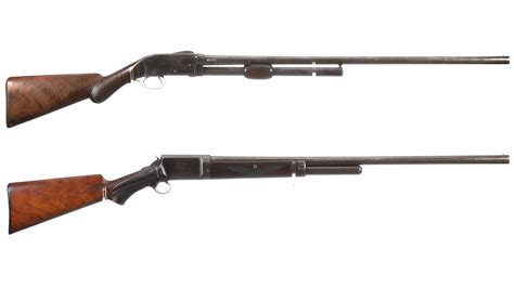 Two Antique American Slide Action Shotguns Rock Island Auction