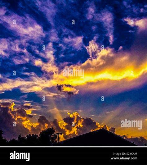 Brilliant Sunset Last Summer After A Storm Stock Photo Alamy