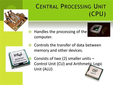 Iii arithmetic unit(contained in the cpu, or central processing unit), iv memory unit. PPT - Functions of major hardware components of a computer ...