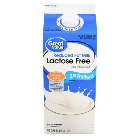 Great Value 2 Reduced Fat Lactose Milk 05 Gallon 64 Fl Oz