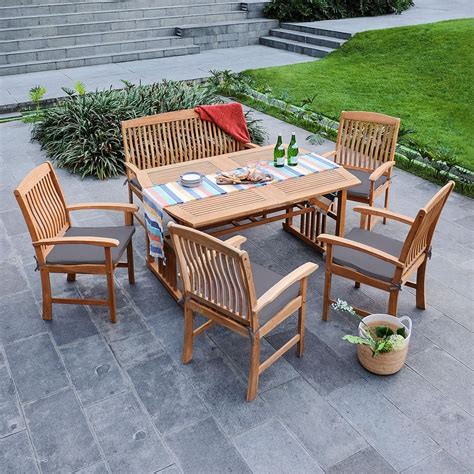 Cambridge Casual Caterina 6 Piece Teak Wood Outdoor Dining Set With