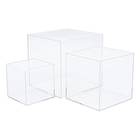 Cliselda 3pcs Clear Acrylic Display Boxes Acrylic Cube Stand Risers