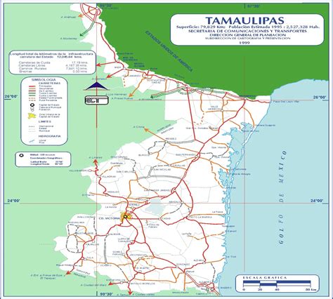 Tamaulipas Mexico Road Map •