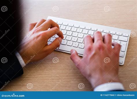 Young Businessman Typing On Keyboard Stock Photo Image Of Learning