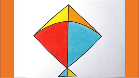 School Art How To Draw A Kite With Colour ঘুড়ি অংকন Youtube