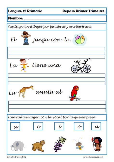 Fichas De Lengua Para Primero De Primaria Lectoescritura 6 Años