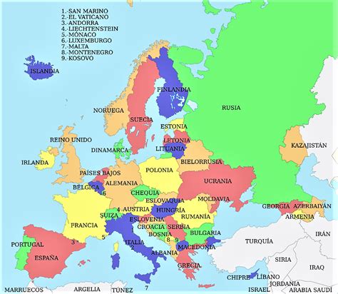 mapa de europa paises y capitales