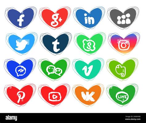Collection Of Popular Social Media Icons On A White Background 16