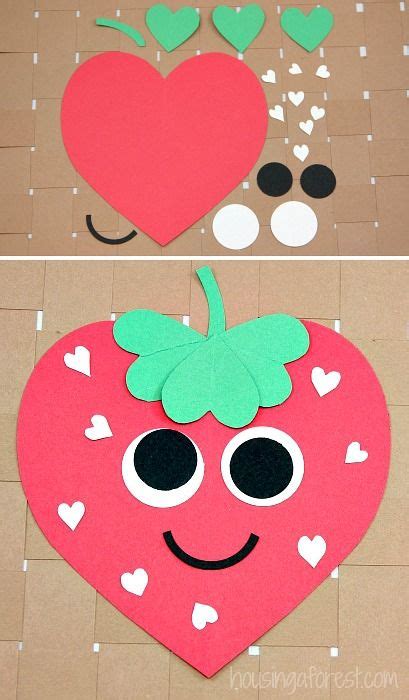 Heart Strawberry Craft ~ Valentines Craft For Kids Preschool Crafts