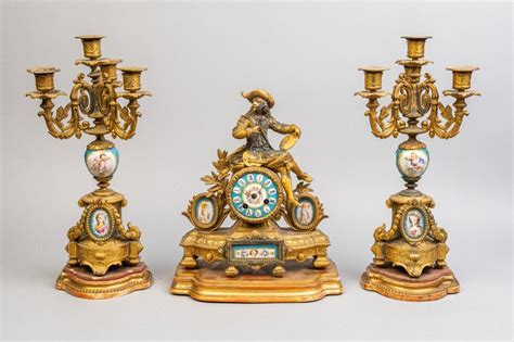 Lot A 19th Century French Clock Garniture