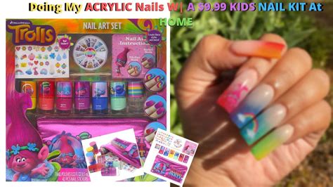Doing My Acrylic Nails W A 999 Kids Nail Kit Youtube