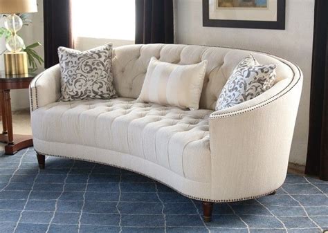 Sf164 Curved Back Button Tufted Sofa With Nailhead Trim Curved Sofa