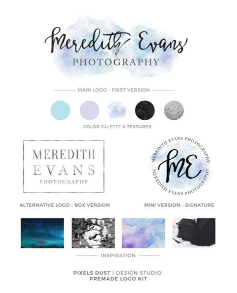 Logo Kit Premade Logo Designs Watercolor Logo Signature Etsy