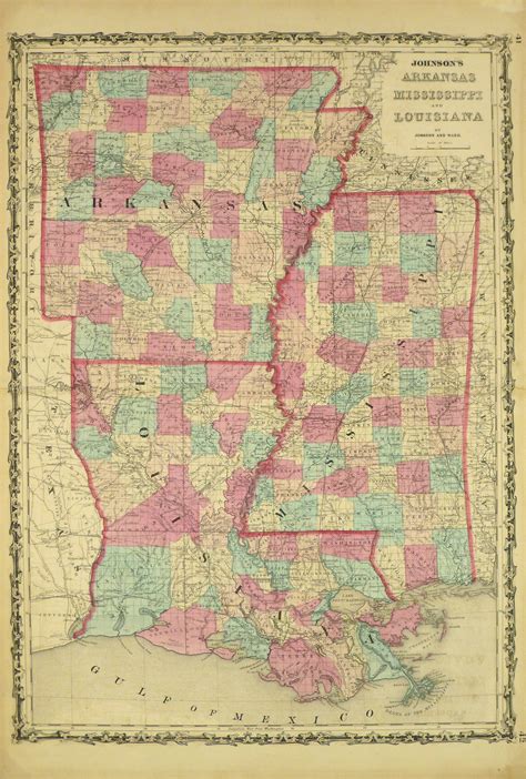 Arkansas Mississippi And Louisiana Map1862 Original Art Antique Maps
