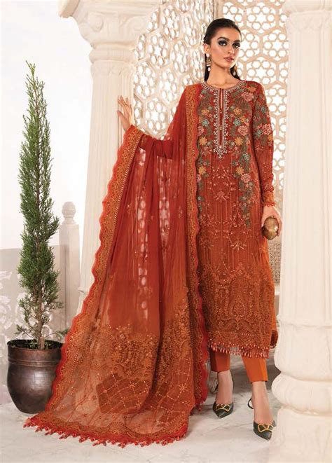 Maria B Embroidered Chiffon Suits Unstitched 3 Piece Mb22cu D5 Luxury