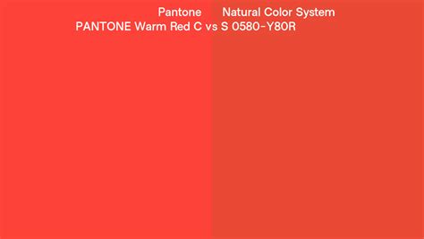 Pantone Warm Red C Vs Natural Color System S 0580 Y80r Side By Side