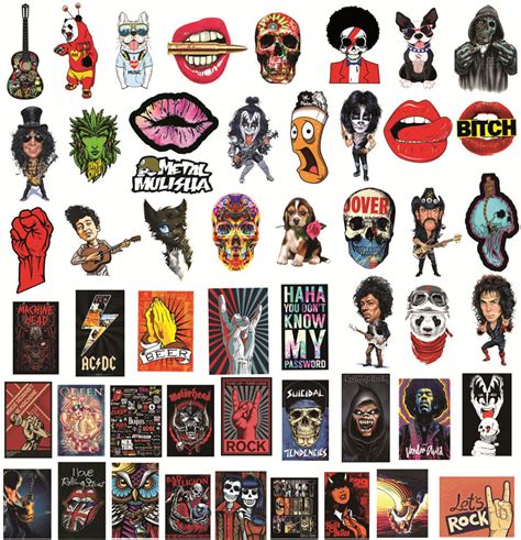 50 Pcs Rock Band Logo Stickers Decal Lot Punk Music Vinyl Etsy