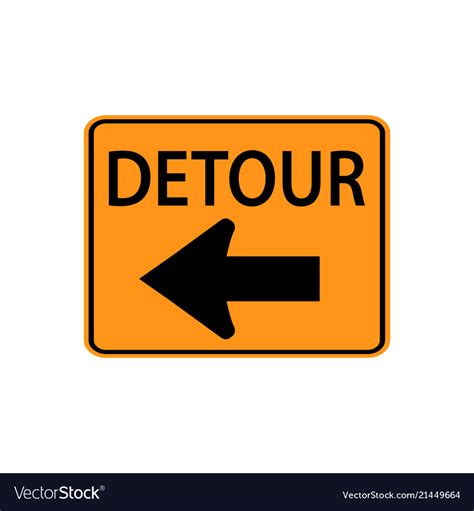 Usa Traffic Road Signs Detour To The Left Vector Image