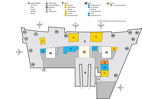 Tampa Airport Map Tpa Printable Terminal Maps Shops