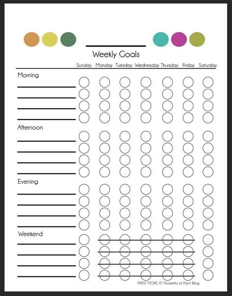 Printable Color In Goal Chart