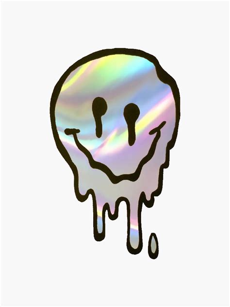 Holographic Melting Smiley Face Sticker For Sale By Ashhhkate Redbubble