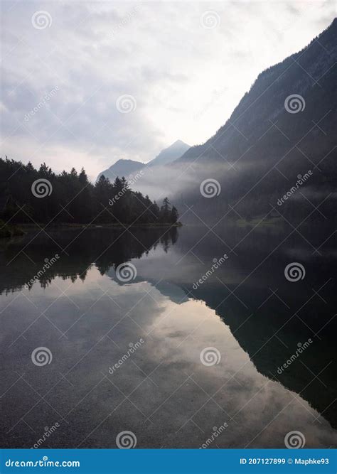 Panorama Reflection Of Alpine Mountain Lake Konigssee Koenigssee King