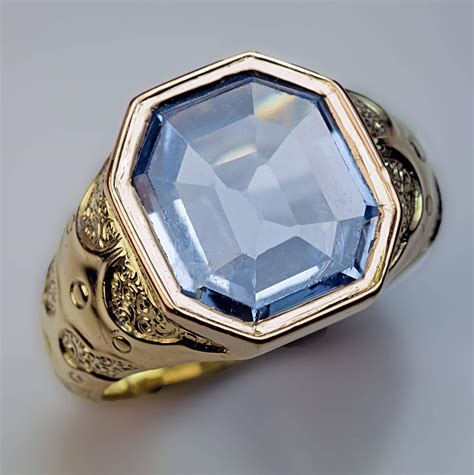 1870s Antique Russian Sapphire Gold Mens Ring For Sale At 1stdibs