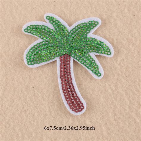 10pcs Iron On Patch For Clothing Applique Coconut Tree Sequins Patch