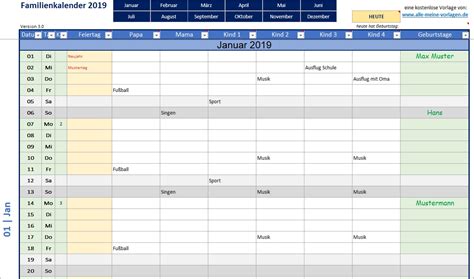 Personalize the spreadsheet calendars using the online excel download these free printable excel calendar templates with us holidays and customize them as you like. Familienkalender als Excel-Vorlage | Alle-meine-Vorlagen.de