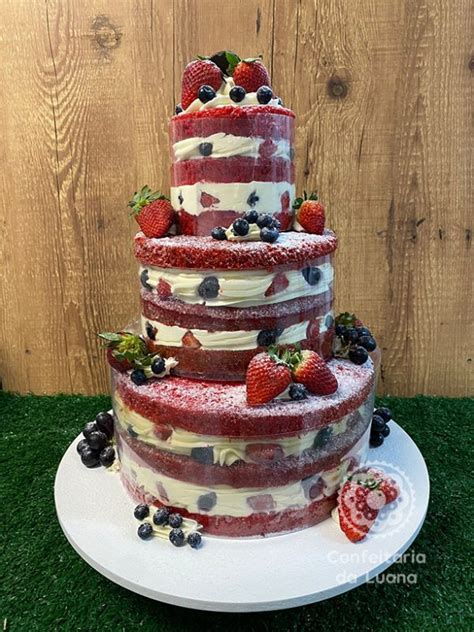 Naked Cake Red Velvet Confeitaria Da Luana Naked Cake Red Velvet