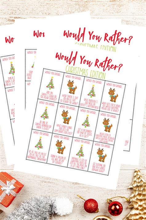 Start studying would you rather?. Christmas Would You Rather...? Printable Game Cards | Printable christmas games, Christmas games ...