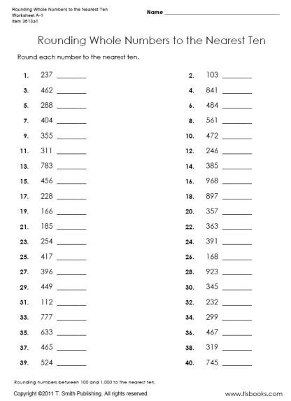 To The Ten Rounding Numbers Worksheets 99worksheets