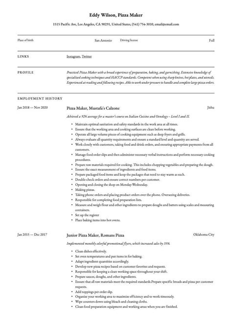 Pizza Maker Resume Example Nursing Resume Template Resume Examples