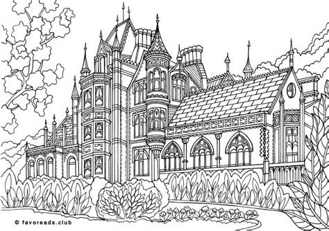 Authentic Architecture Victorian Manor Printable Adult Coloring
