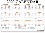 Free Printable 2020 Calendar | 123Calendars.com