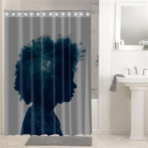 African American Shower Curtain Afro Lady Beautiful Afrocentric Black