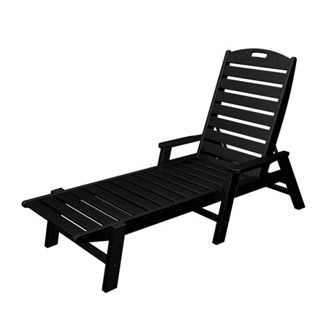 polywood nautical black plastic patio chaise lounge chair