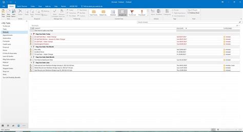 Outlook 2016 Tasks Sort By Category Then Due Date But Group By Due