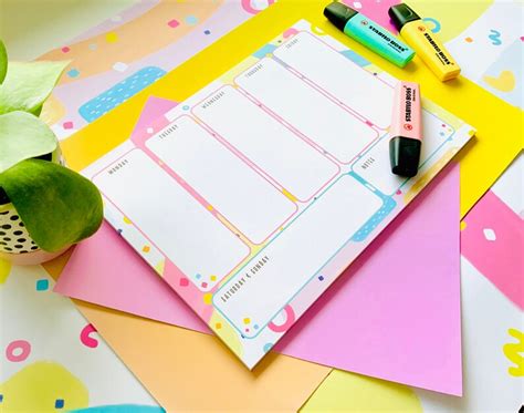 A4 Weekly Desk Calendar Planner Digital Download Etsy