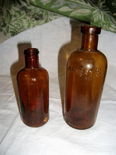 Vintage Brown Glass Apothecary Bottles Lamberts Lithiated Etsy