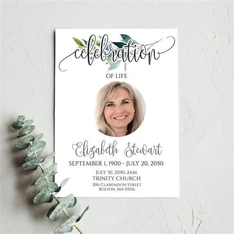 Celebration Of Life Program Template Funeral Program Etsy Funeral