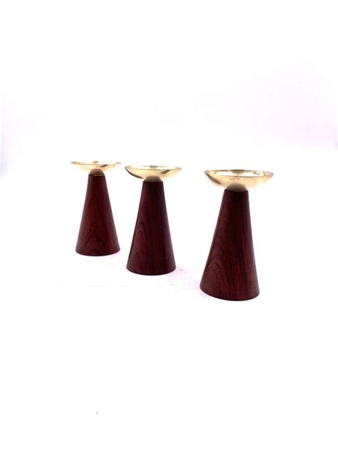 Danish Modern Rare Set Of 3 Candle Hoders By Hans Agne Jakobsson Ahus