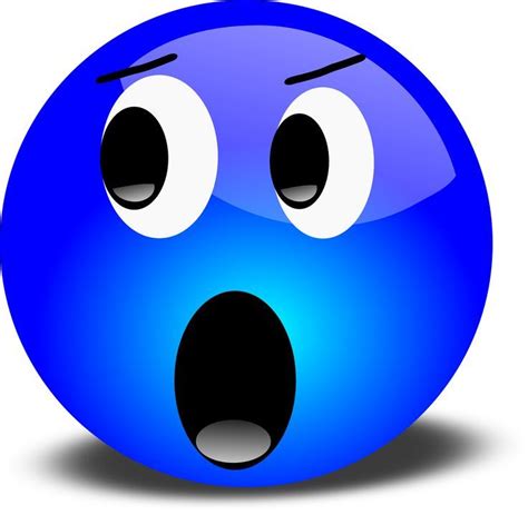 Blue Smiley Emoticon Face Shocked Emoticones Emoji