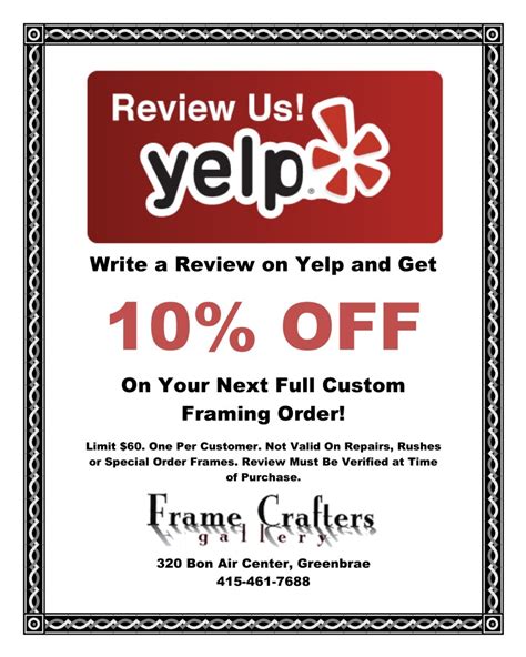 Write A Review On Yelp And Get 10 Off Frame Crafters Gallery