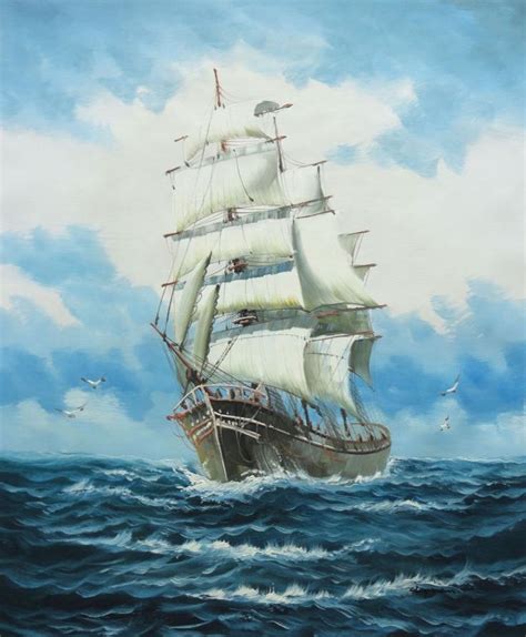 A Big Barque Sailing Ships Ocean Journey Oil Painting Boat Classic 24 X 20 Inches Oil Painting