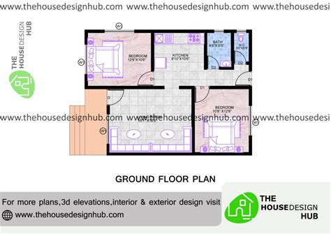 32 X 24 Ft 2bhk Home Plan In 800 Sq Ft The House Design Hub