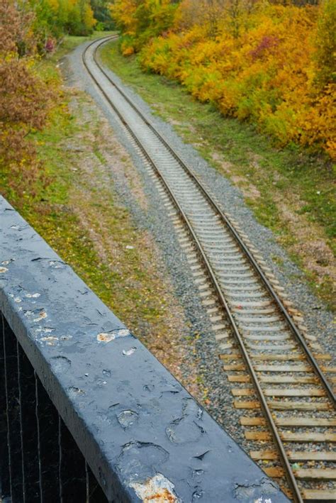 View From The Bridge To The Railway In Autumn Stock Image Image Of