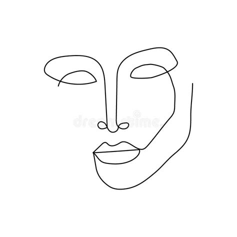 Whimsical Female Face Continuous Line Drawing One Line Art Of Womans Silhouette Abstraction